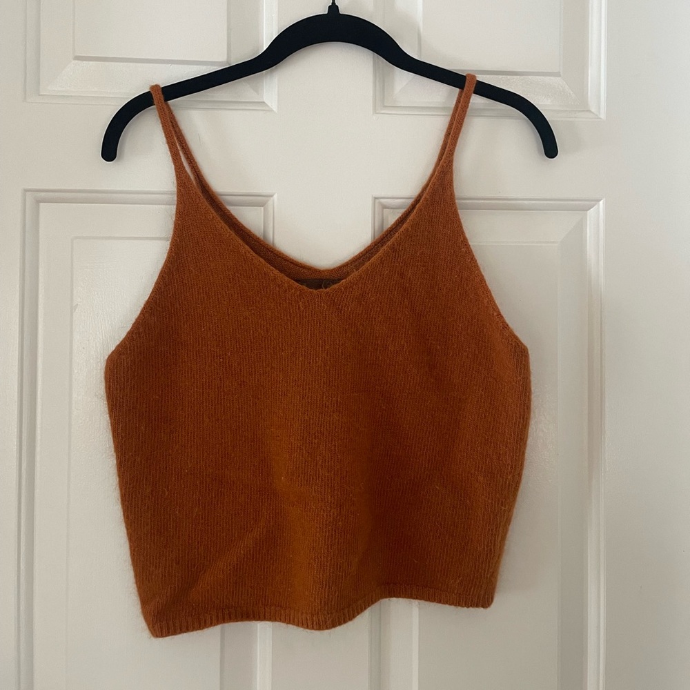 Women's Orange Knit Sweater Tank